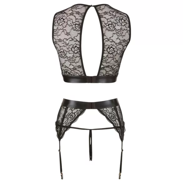Cottelli Bondage - set di lingerie in pizzo + manette (4 pezzi) - M