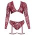Cottelli Curves - set intimo maniche lunghe pizzo rosso - 2XL