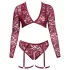 Cottelli Curves - set intimo maniche lunghe pizzo rosso - 3XL