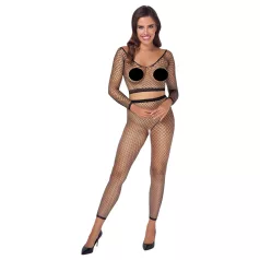   Cottelli - completo intimo a maniche lunghe in rete - nero - S-L