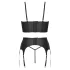 Cottelli - Set nero con corsetto con cerniera, reggicalze e perizoma
