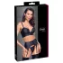 Cottelli - Set nero con corsetto con cerniera, reggicalze e perizoma - M