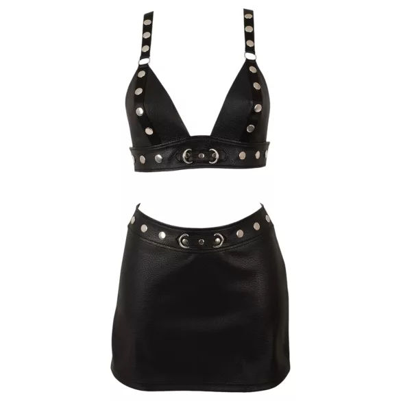 Cottelli - completo top e minigonna in similpelle (nero)