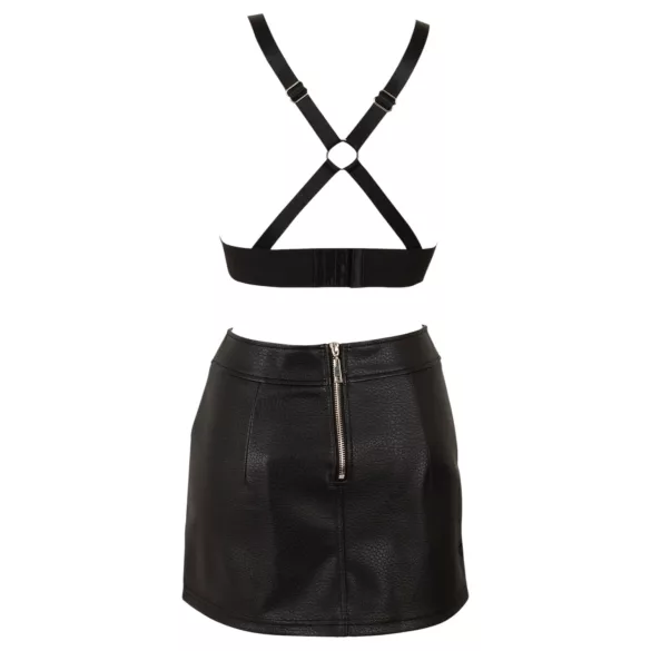 Cottelli - completo top e minigonna in similpelle (nero)