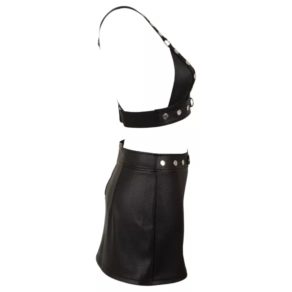 Cottelli - completo top e minigonna in similpelle (nero)
