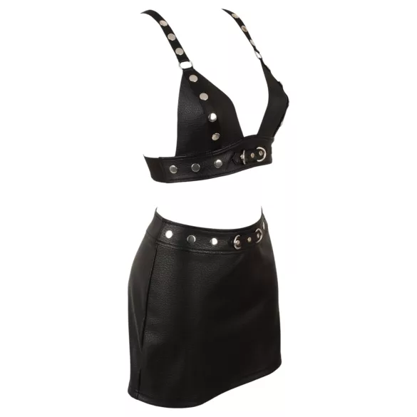 Cottelli - completo top e minigonna in similpelle (nero)
