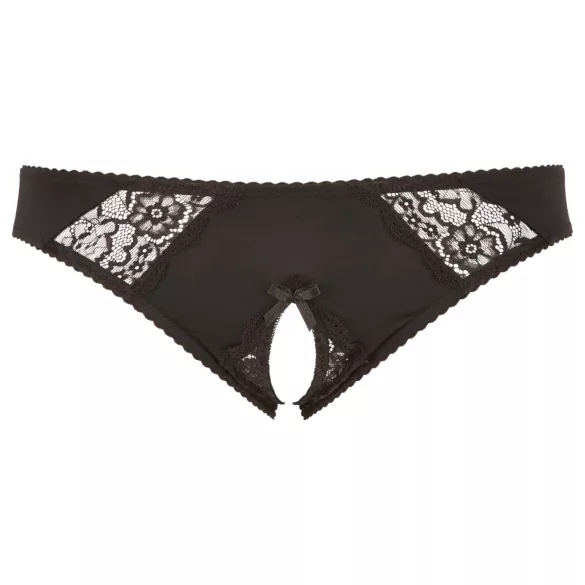 Cottelli Plus Size - slip di pizzo aperto (nero) - 3XL