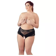   Cottelli Plus Size - slip aperto con pizzo e perle - nero - XL