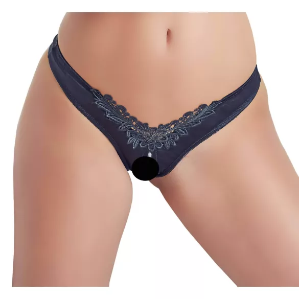 Cottelli - slip donna aperto con perline e fiori - nero - L