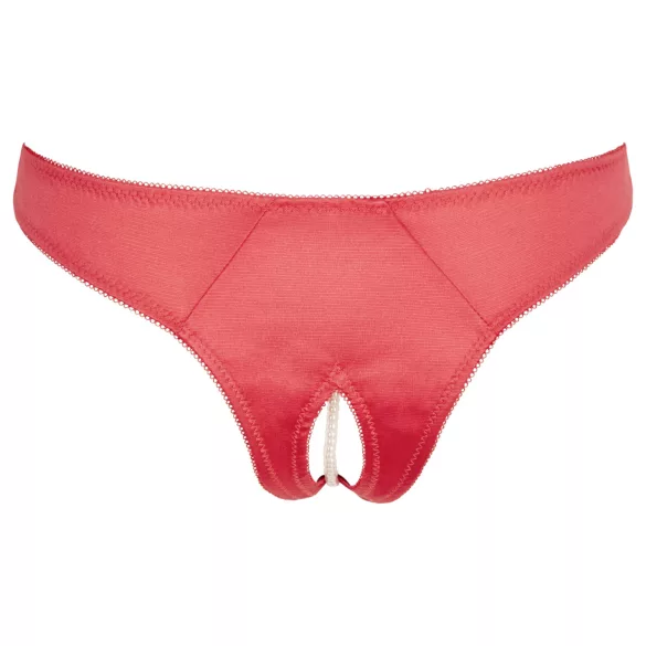Cottelli - perizoma donna aperto con perle e fiori - rosso - L