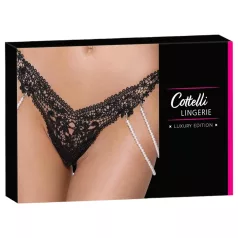 Cottelli - lusso, tanga ricamato con perle (nero)