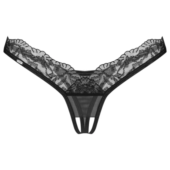 Obsessive - tanga trasparente in pizzo - nero - 2XL/3XL