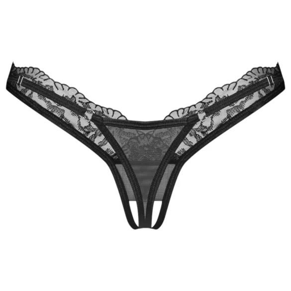 Obsessive - tanga trasparente in pizzo - nero - 2XL/3XL