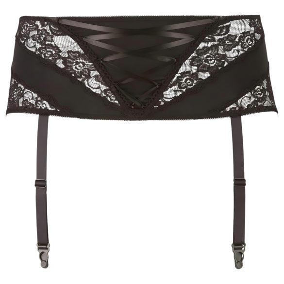 Cottelli Plus Size - reggicalze con pizzo e lacci - nero