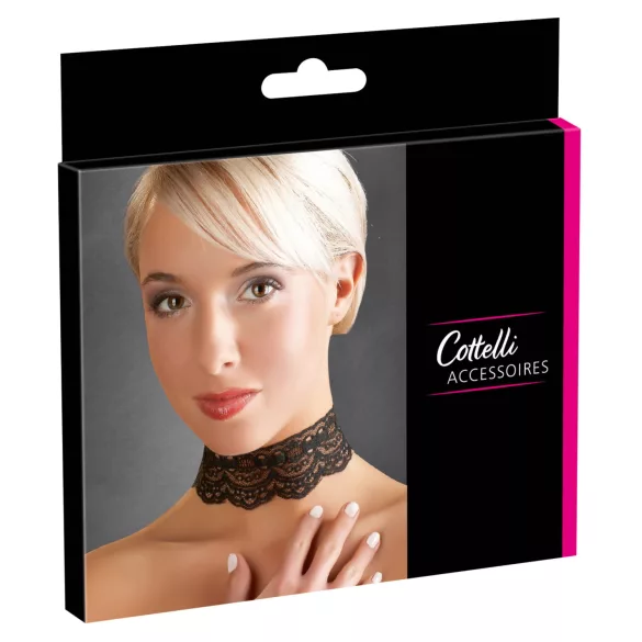 Cottelli - colletto in pizzo di similpelle, accessorio per costume BDSM
