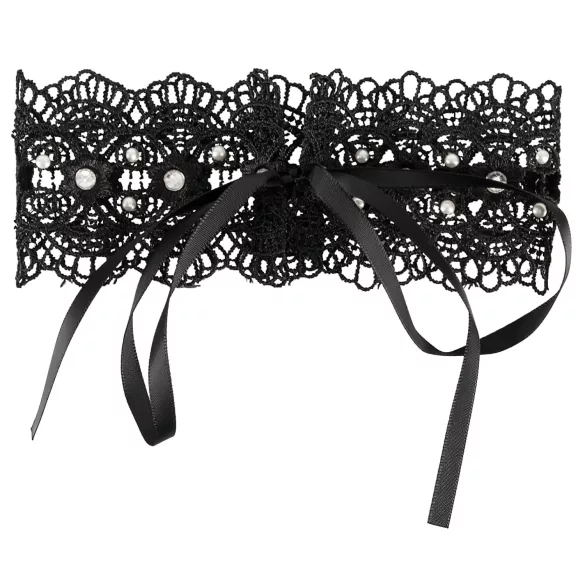 Cottelli - Collare in pizzo con perle e strass - nero