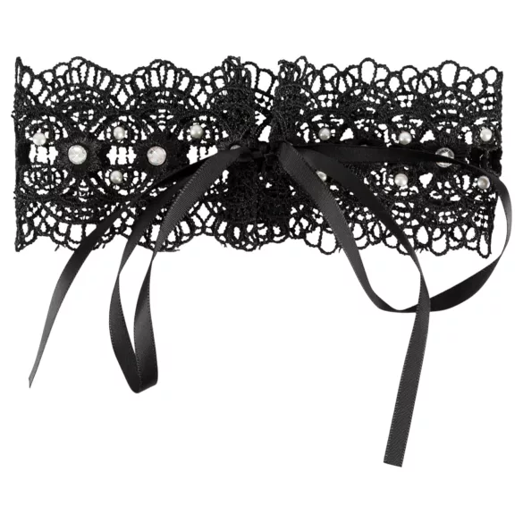 Cottelli - Collare in pizzo con perle e strass - nero