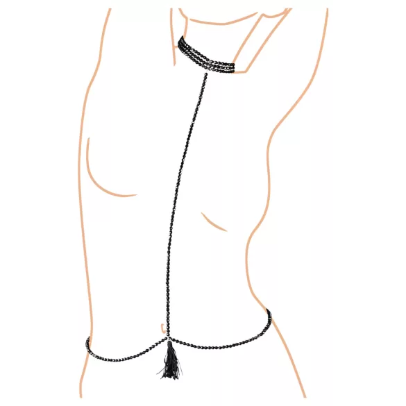 Cottelli - Body harness perle con collarino - nero