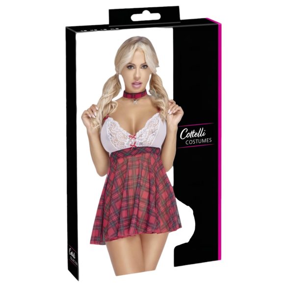 Cottelli - costume da studentessa - rosso e bianco - L