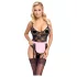Cottelli - costume cameriera sexy trasparente - nero/rosa