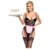 Cottelli - costume cameriera sexy trasparente - nero/rosa