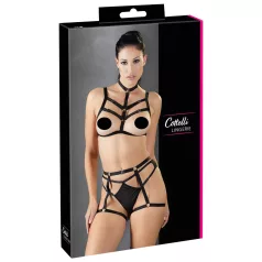   Cottelli - trio di lingerie con imbracatura decorativa nera (S-L)