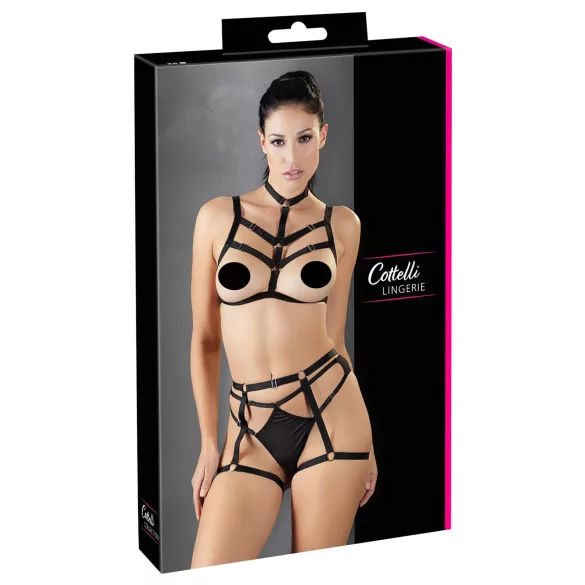 Cottelli - body harness lingerie set - nero - S/L