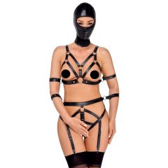  Set di Imbracatura Corpo e Maschera per il Viso Bad Kitty (nero) per Feste BDSM Selvagge