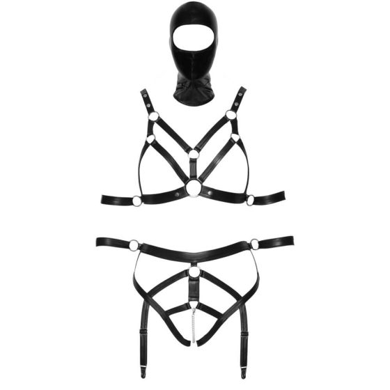Set di Imbracatura Corpo e Maschera per il Viso Bad Kitty (nero) per Feste BDSM Selvagge