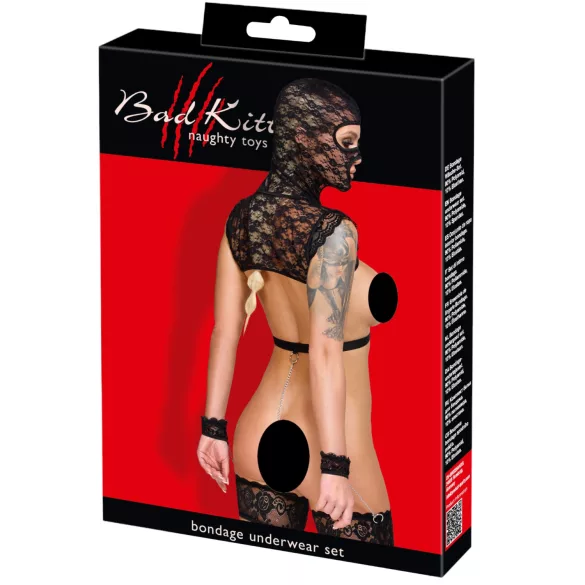 Bad Kitty - set BDSM in pizzo (nero)