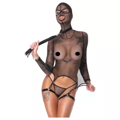Bad Kitty - set BDSM rete trasparente con frusta - nero