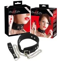 Bad Kitty - collare e guinzaglio in silicone nero