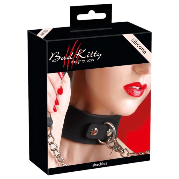Bad Kitty - collare e guinzaglio in silicone nero