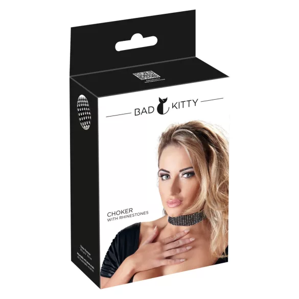 Bad Kitty - collare con strass - nero