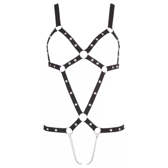 Bad Kitty - body nero con bretelle e borchie (S-L)
