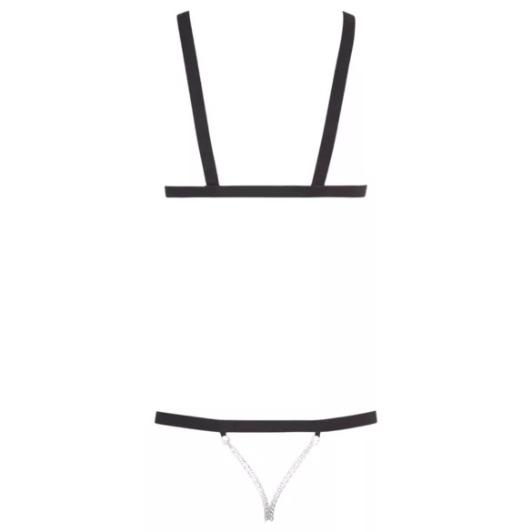 Bad Kitty - body nero con bretelle e borchie (S-L)