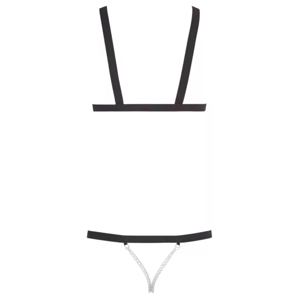 Bad Kitty - body nero con bretelle e borchie (S-L)