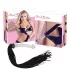 Bad Kitty - frusta in pelle con dildo in vetro - trasparente/nero