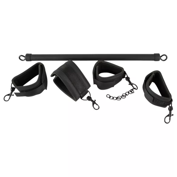 Fetish - set barra di costrizione in similpelle 6 pezzi - nero