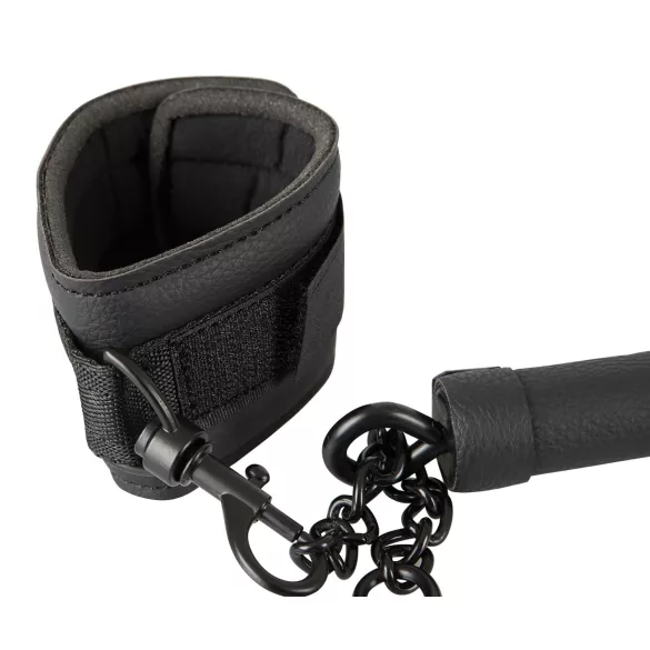 Fetish - set barra di costrizione in similpelle 6 pezzi - nero