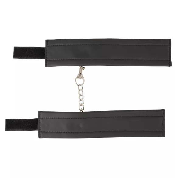 Vegan Fetish - manette da polso con catena corta - ecopelle nera