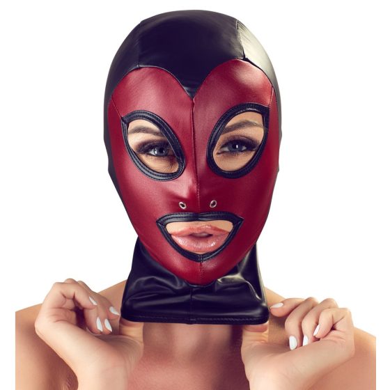 Maschera Lucida con Cuore di Bad Kitty - Nero e Rosso