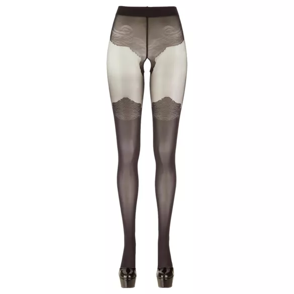 Cottelli - calze aperte con motivo (nero)