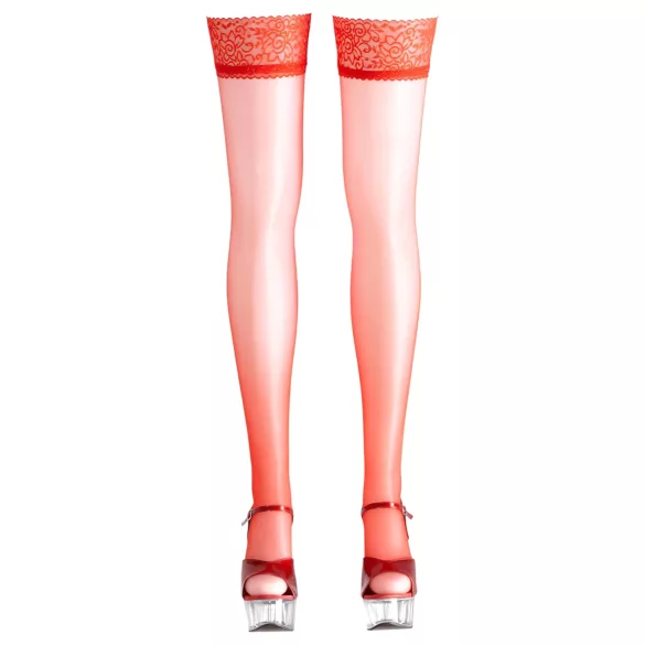 Cottelli - Autoreggenti satinati - rosso - 3/M-L