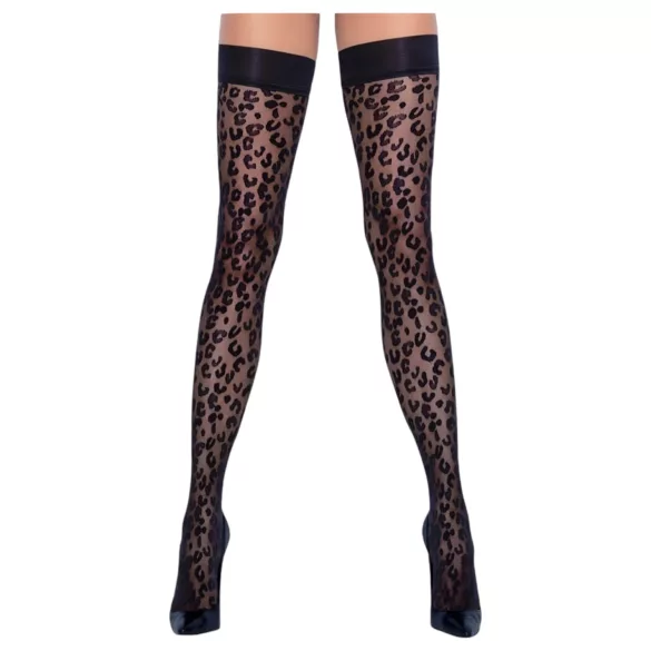 Cottelli Legwear - autoreggenti leopardate - nero