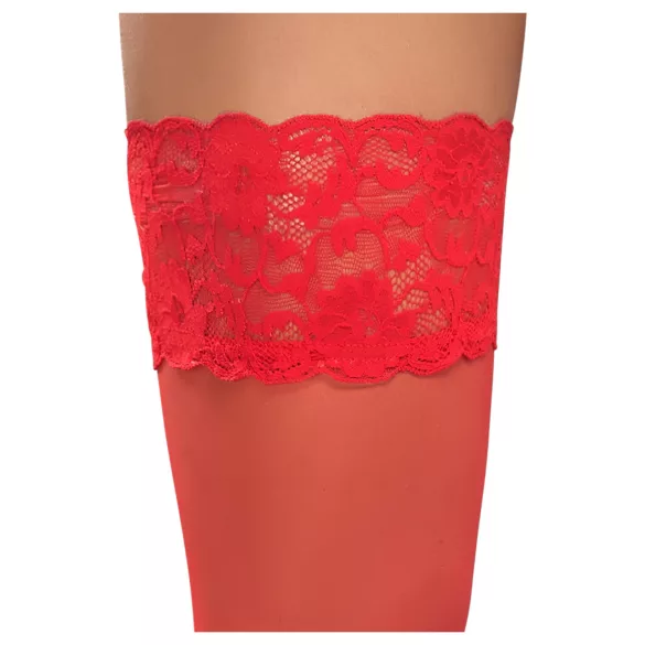 Cottelli - autoreggenti in pizzo floreale - rosso - 5/XL