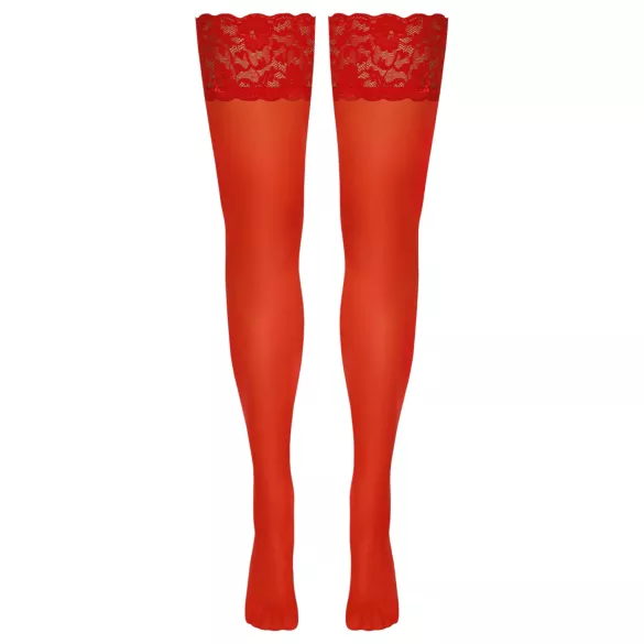 Cottelli - autoreggenti in pizzo floreale - rosso - 5/XL