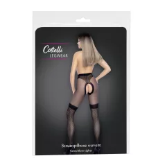 Cottelli - collant aperti con inserto rete - nero