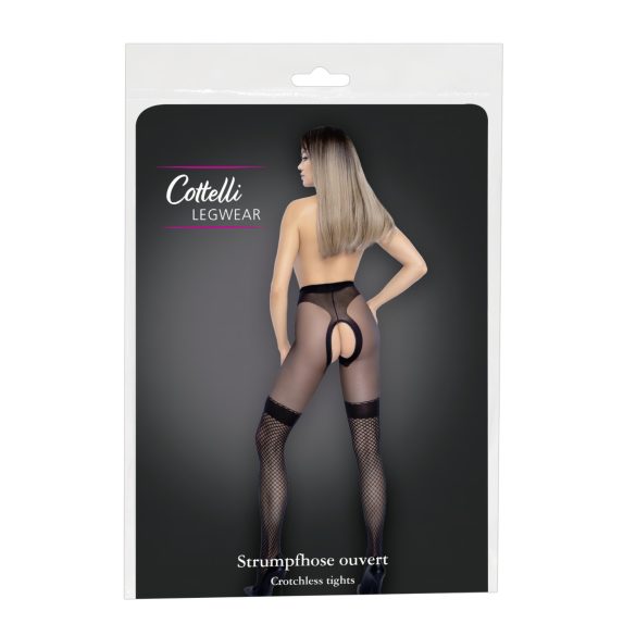 Collant nero aperto con rete - Cottelli - 4