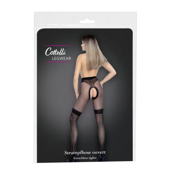 Cottelli - collant aperti con inserto rete - nero - 5